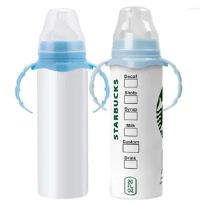 Water Bottles Baby Milk Bottle DIY Sublimation Kids Sippy Cup 8oz Stainless Steel With Handle For Birthday Gift