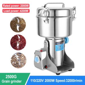 Moinhos 2500g máquina moedor de café 4100w casa grãos de aço inoxidável especiarias ervas medicinais moedor de alimentos secos triturador