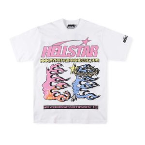 Hellstar Studios Erkek Tişört 2024 Tasarımcı Portre Yarım Yüz Elemanı Baskılı Güzellik Düzenli Yeni Erkek ve Kadın Kısa Kollu T-Shirt Doğru Versiyon Moda Hip Hop