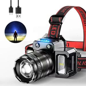 LED Rechargeable Headlamp Powerful Bright with 5 Modes Head Lamp Motion Sensor Lights For Camping Running Cycling 240127