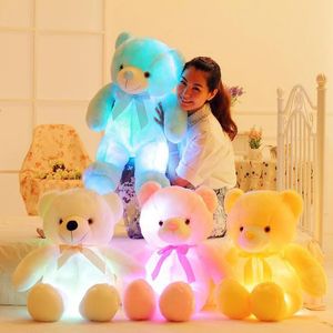 32-75cm Luminous Creative Light Up LED Teddy Bear Stuffed Animal Plush Toy Colorful Glowing Teddy Bear Christmas Gift for Kid 240118