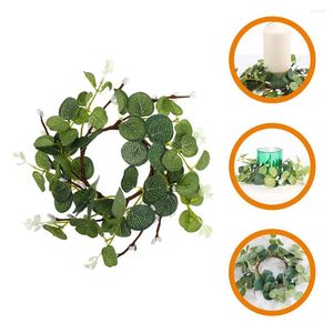 Decorative Flowers Eucalyptus Wreath Artificial Greenery Leaves For Table Spring Wreaths Rings Small Taper Holder