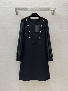 Milan Runway Dress 2024 New Spring Summer O Neck Long Sleeve Fashion Designer Dresses Brand Same Style Dress 0128-5