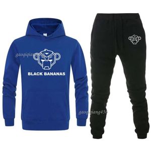 Felpe con cappuccio da uomo Felpe con cappuccio arancione Lettera di marca stampata BANANE NERE Set di due pezzi Tuta con cappuccio Uomo / donna Abbigliamento sportivo Felpe con cappuccio + pantaloni della tuta Jogg ED9X