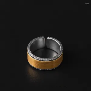 Cluster Rings YIZIZAI 10mm Wide For Men Vintage Tibetan Silver Black Stone Texture Ring Punk Hip Hop Party Jewelry Accessories Gift