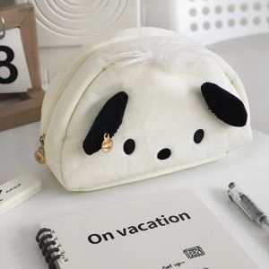 Carrier 1 pc Kawaii Black White Dog Large Capacity Plush Pencil Bag Cute Pencil Cases Pouch Stationery Organizer Holder Gift Prizes