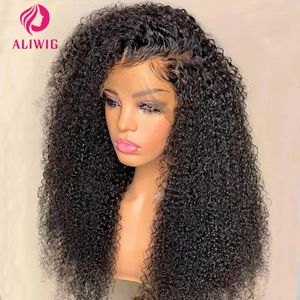 13 4 Jerry Curly Lace Front Wig Deep Kinky Human Hair Wigs Brazilian 4 4 HD Transparent Frontal Closure For Women 240126