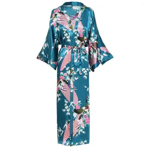 Kvinnors sömnkläder nyhet badrock nattkläder satin hemkläder brud brudtärna bröllop mantel casual nattklänning försummelse tryck blomma kimono