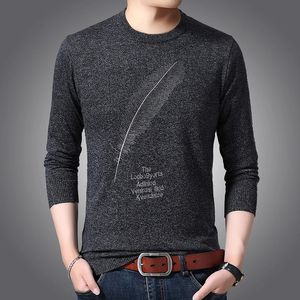 2023 модный бренд свитер для мужчин пуловер с одним вырезом Slim Fit джемперы трикотаж теплая зима корейский стиль повседневная мужская одежда 240125