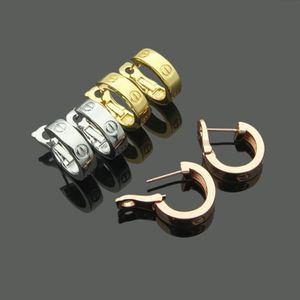 Pendiente de amor con tornillo de moda de acero de titanio para mujer, joyería chapada en oro rosa de 18k, regalo Never Fade242Z