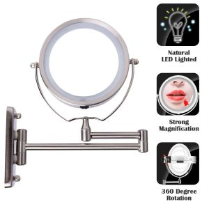 Mirrors 6" Bath Mirror 18 Led Cosmetic Mirror 1x/3x Magnification Wall Mounted Adjustable Makeup Mirror Dual Arm Extend 2face Bathroom