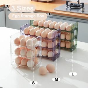 Flip-Type Egg Holder Kylskåp Lagring Box Rack Plastic Egg Holder Organizer Food Container Tray Kitchen Accessories 240124