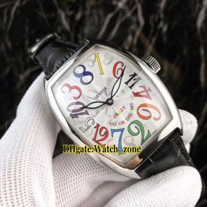 Новые Crazy Hours 8880 CH COL DRM Color Dreams Автоматические мужские часы с белым циферблатом Серебряный корпус Кожаный ремешок Мужские наручные часы2779