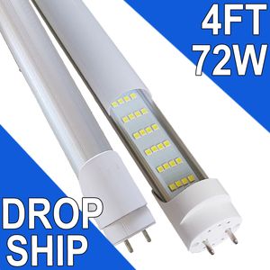 T8 T10 T12 LED LED żarówka LED, 72 W 4-stopowa LED LED Light 7200 Lumens, 6000K LED Fluorescent Tube Wymienca, podstawa BI-Pin G13 dla światła w magazynie garażowym, Mleczne osłony Usastock