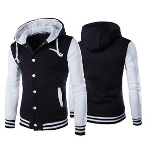 Felpe con cappuccio da uomo primavera autunno giacca ragazzo baseball con cappuccio cappotto moda streetwear slim college varsity marca elegante veste homme 240124