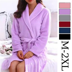 Kvinnor Sleepwear Women Bathrobe Nightdress Home Clothes Winter Warm Thick Coral Fleece Nightrown Soft Flannel Robe