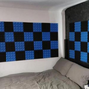 Naklejki ścienne 24 szt. Blackblue Soundproof Foam Panel akustyczny Zatrzymaj Absorption Pokój obróbki klinu ochronna gąbka NE