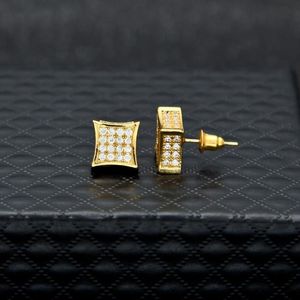 New Mens Jewelry Stud Earrings Hip Hop Cubic Zirconia Diamond Fashion Copper White Gold Filled Crystal Earring274e