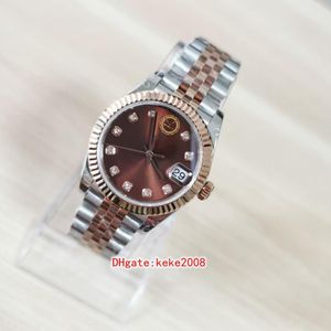 Super BPF Ladies Wristwatches 278274 31mm 다이아몬드 브라운 다이얼 2 톤 스테인리스 스틸 사파이어 Jubilee 팔찌 자동 기계 I2545