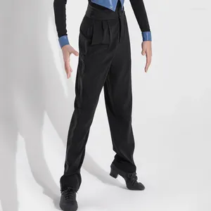 Stage Wear 2024 Latin Dance Competition Pants for Boys Chacha Tango Samba Modern Black Trousers Kids Costumes DQS15398