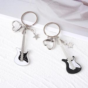 Keychains Accessories Punk Y2K Guitar Love Heart Star Key Chain Women Sweet Cool Trend Pendant Vintage Eesthetic Party Gift