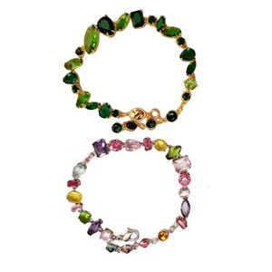 Swarovskis Bracelet Designer Luxe Mode Femmes Original Qualité Nouveautés Été Coloré Bonbons Goutte D'eau Bracelet Coulant Radiant Frais Vert