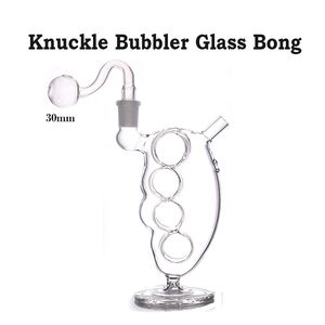 Vintage Knuckle Bubbler Glass Oil Burner Bong Water Smoking Pipe Beaker Ashcatcher Hookah Oil Dab Rigs com Base Balanceadora com 14mm Masculino Tubo de Queimador de Óleo de Vidro