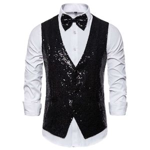 Moda da uomo Abbigliamento per spettacoli teatrali Gilet con paillettes piccolo Gilet fotografico Studio ospite Cantante Emcee Gilet