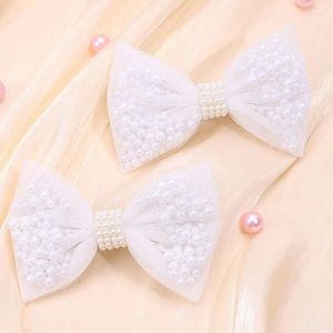Hårtillbehör 2st Korean Sweet Bowknot Hairpin Girls Valentine's Day Bow Clips Kids Boutique Pearl Hairpins Headwear