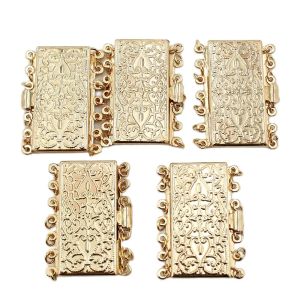 Necklaces APDGG 5 Pcs Jewelry Findings 7 Strands Rectangle Clasps Gold Plated For Pearl Bracelets Necklaces Making DIY Craft Accessories