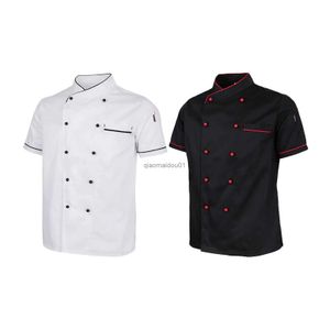 Andra Apparel Unisex Chef Jacket Food Service Kort ärm Hatande Executive Uniform Clothes Chef Coat för Catering Waiter Hotel Restaurant