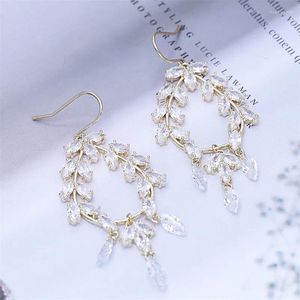 Dangle Earrings Fashion Olive Shape Cubic Zircon Branch Crystal Earings For Women Party Wedding Accessory
