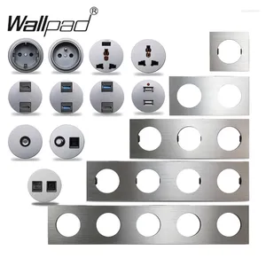 Smart Home Control Wallpad L6 Silver Brushed Aluminum Wall Switch EU French Socket USB Charger RJ45 CAT6 HDMI Audio Modules DIY Free