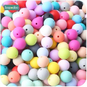 Crystal Bopoobo 100pcs Baby Nursing Accessories Silicone Beads Food Grade Teether DIY Jewelry Bracelet Crib Toy Baby Teether 15mm