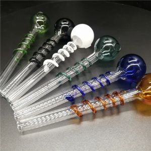 Tubo de água de queimador de óleo de vidro de fábrica profissional Mini tubos de mão coloridos Pyrex Burnerwire enrolado alça de feno tubo de tigela de óleo Holanda ZZ