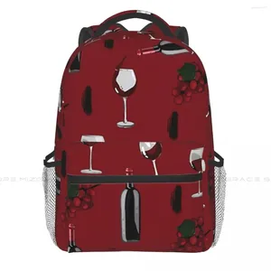 Backpack Wine Pattern Red Backpacks Casual Print Student School Bag Women Man's Travel Bags Laptop Daypack