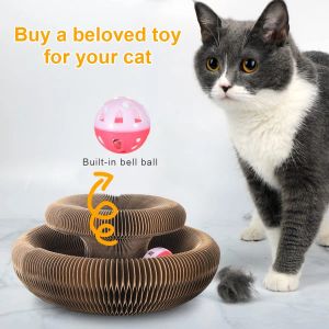 Leksaker Magic Organ Cat Toy Cats Scratcher Scratch Board Rund Korrugerad skrapstolpe Post Toys For Cats Sliping Claw Interactive Toys