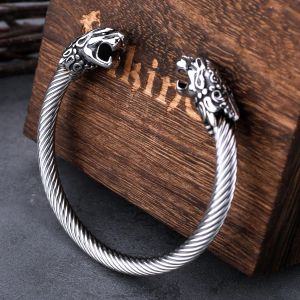Strands Stainless Steel Nordic Dragon Head Bracelet Men Fashion Hip Hop Biker Wristband Cuff Viking Arm Ring Punk Jewelry for Males Gift