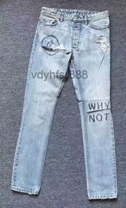Designer Ksubi Jeans for Pants Mens Purple Jean Men High-end Quality Straight Design Retro Rip Biker Grey Paint Distress Slim Fit Stretch TGY6