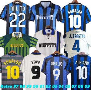 Inter Retro 02 03 04 05 07 08 09 Soccer Jerseys 97 98 99 00 01 Adriano Ibrahimovic Figo Stankovic Crespo Cambiasso J.zanetti Milans Vintage Classic Football Shirt Baggio