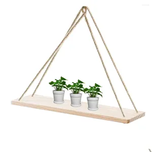 Hooks 1PCS Wooden Floating Shelf For Plant Flower Pot Wall Rope Hanging Organizers Shelves Indoor Kitchen Decoration Storage Rack