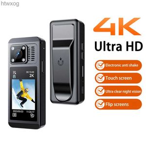 Câmeras de vídeo de ação esportiva 4K Anti Shake HD Thumb Action Camera Portátil Body Cam 360 Panorâmica Outdoor Bike Motorcycle Capacete Câmera Travel Vlog Recorder YQ240129