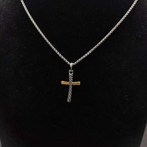 free shipping Designer dy luxury Jewelry David Yuman Necklace Colored Cross Necklace Chain with Horizontal Edge 2mm Thick 45+5cm Long Delay Chain