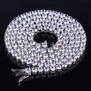 Topgrillz 3mm10mm Iced Out Bling Aaa Zircon 1 Row Tennis Chain Necklace Men Hip Hop Jewelry Gold Silver Color Charms 240125