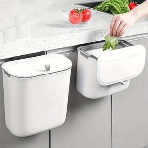 Wall Hanging Trash Can 7/9L Kitchen Garbage Bin With Lid Bathroom Toilet Bedroom Car Storage Bucket Household Dustbin Waste 240119