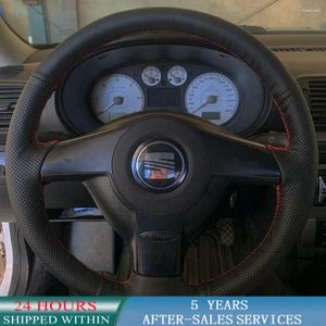 Pokrywa kierownicy spersonalizowana okładka samochodu warkocz przeciwpoślizgowa skóra PU do Volkswagen VW Golf 4 Passat B5 Polo 1996-2004 siedzisko Leon
