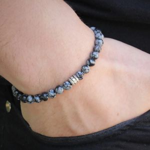 Bracelets Fashion Men's Bracelet Snowflake Bracelet Boyfriend Gift Mens Snowflake 6mm Beads Bracelets Wrist Bracelets mala beads