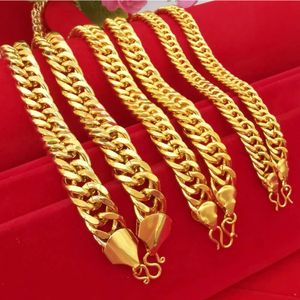 Shajin Boss Chain Herren-Kubanerkette, vermessingte flache Kette, Euro-Halskette, 24 Karat Goldimitat-Goldhalskette