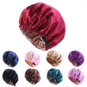 Etniska kläder Fashion Women Reversible Justerbar pärlor Braid Hat Muslim Ruffle Cancer Wrap Cap Sleep Caps Satinfodrade hårhuv