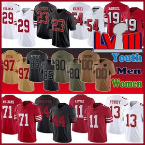 Brock Purdy Christian McCaffrey 49ers''Football Jersey George Kittle Nick Bosa Deebo Samuel Fred Warner Trent Williams Arik Arik Armstead Brandon Aiyuk Jerry Rice